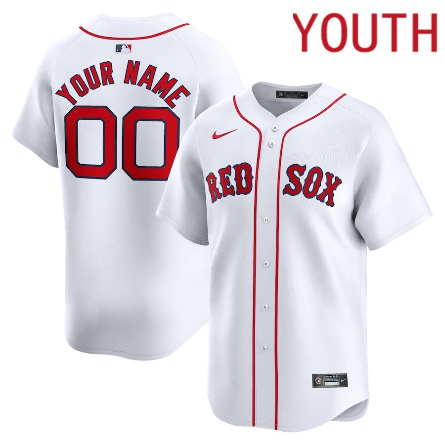 Youth Boston Red Sox Nike White Home Limited Custom MLB Jersey->customized mlb jersey->Custom Jersey
